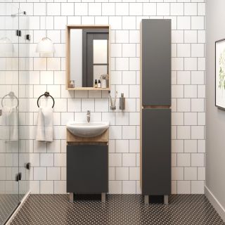 Напольная тумба под раковину Onika Милтон 104512 45см серый/дуб сонома